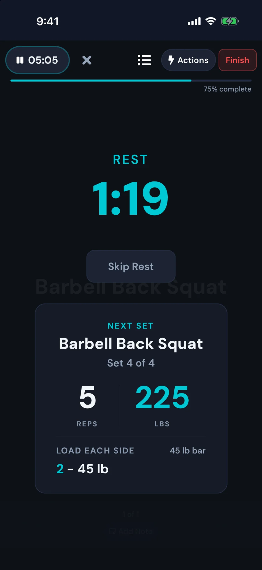 MaximumFit - Rest Screen — Plates to Load